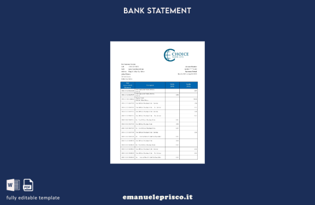 modello word di estratto conto bancario stile verificato Belize Choice